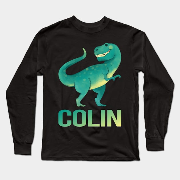 Happy Dinosaur - Colin Name Long Sleeve T-Shirt by Atlas Skate